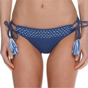 BECCA Bikini Bottom NWOT Quest Loop Tie Side Hipster Dusk Blue Size XS